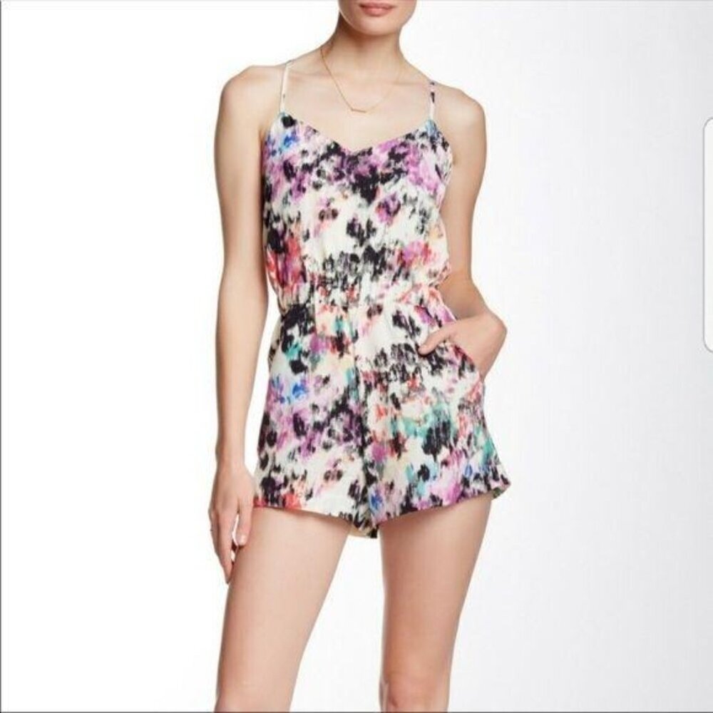 NWT Parker Large Romper Jumpsuit Sleeveless Watercolor Oasis Scout Shorts Mini - Picture 2 of 12